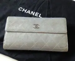 正規品CHANEL 長財布 マトラッセ ココマーク シルバー×ベビーピンク 