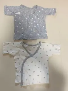 星柄前開きベビー肌着 50~60cm 2枚セット