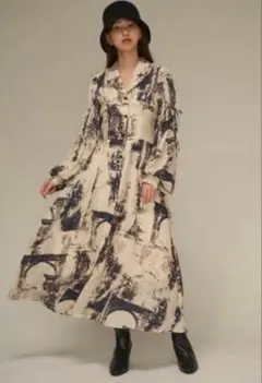 SNIDEL シティプリント ワンピース ネイビー 0サイズ