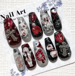 ネイルチップ 目玉 天使 白薔薇 パンク グロ系 クロス サブカル 個性的