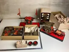【年代物】雛人形道具セット 牛車と飾り箱付き