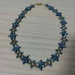 フラワーモチーフ ネックレス 約38cm(留め金入る)ハンドメイド