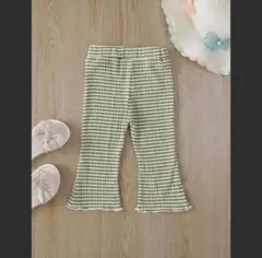 グリーン系チェック柄フレアパンツ 80センチ