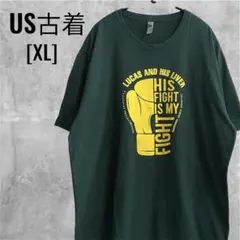アメリカ古着 HIS FIGHT IS MY FIGHT Tシャツ グリーンXL