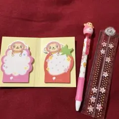 Otsuka ムコサル　ボールペン・折りたたみ定規・付箋紙文具3点セット