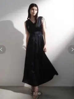 ※土日限定お値下げ※ウエストタックサテンワンピース／ウォッシャブル