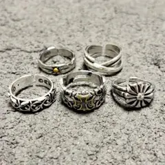 【再入荷】【大人気】【新品未使用】リング5点セット　ヴィンテージ シルバー　古着