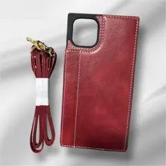 ⭐️iPhone11ProMax ケース 手帳型 ショルダー付き ワインレッド⭐️