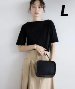 【新品】BONJOUR SAGAN シルケットコットンボートネックTシャツ BLのサムネイル
