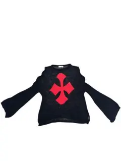 【glaive着用】wicked GLIMMER メッシュニットセーター 黒/赤