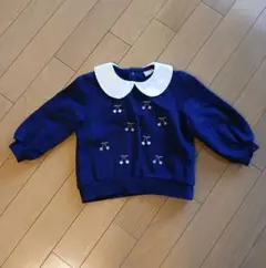 【値下げ】petit main ネイビー トレーナー　90㎝