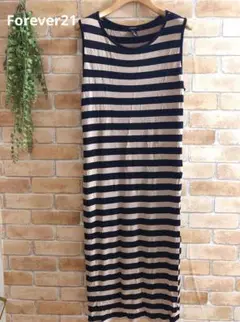 Forever21　ワンピース　ロング　ノースリーブ　ボーダー　Lサイズ