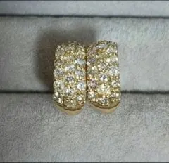 K18 ダイヤ フープ ピアス K18YG 計1.0ct 0.5ct/0.5ct