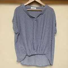 anyFAM 青 ストライプ柄ブラウス 半袖のサムネイル