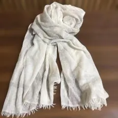 【極美品】無印良品 カシミヤ100% ストール｜ホワイトチェック柄｜1シーズン