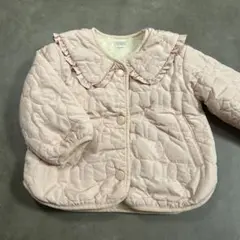 フタフタ 90 フリル耳付き キルティングジャケット ピンク うさぎ柄 もこもこ