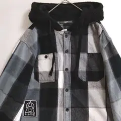 A57　MOUNTAIN　フード付　厚手　長袖ネルシャツ　Lサイズ　US古着