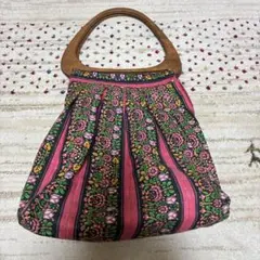 花柄ストライプ ハンドバッグ