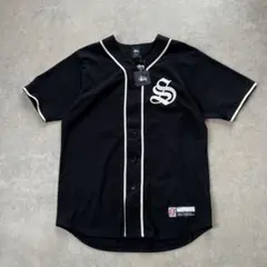 Stussy ベースボールシャツ ストライプ ブラック M - メルカリ