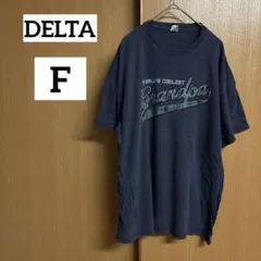DELTA【F】ネイビー 刺繍風Tシャツ 半袖 カジュアル シンプル おしゃれ
