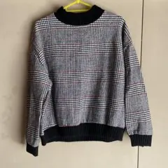 チェック柄ニットセーター