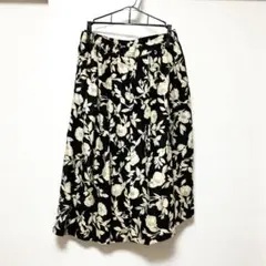 イェッカヴェッカ　ブラック　花柄　スカート　ボトムス　アシンメトリー　フリー