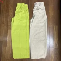 GU スラックス 2色　ライムグリーン&ベージュ