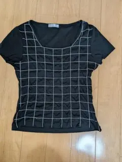ZAZIE 半袖 Tシャツ ブラック チェック柄のサムネイル