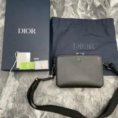 新品未使用 DIOR ディオール サドル ポーチ ショルダーバッグ レザー 黒のサムネイル