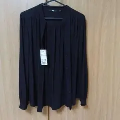 UNIQLO ギャザーブラウス ブラック M