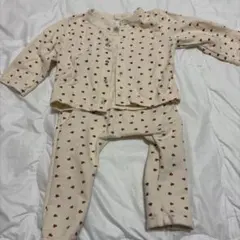 プチバトー　ハート柄カーディガン+ズボン 81cm