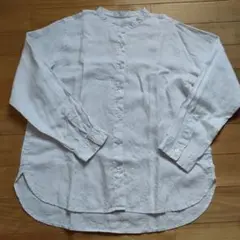 最終価格9月10日出品終了無印良品　洗いざらしリネンシャツ　ノーカラー