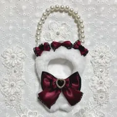 【パールチェーン付け外し可能】にじぱぺっと ぬい服 着ぐるみ くま 赤黒