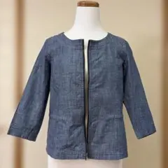 ノーカラーデニムジャケット ノーカラージャケット