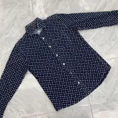 MALE & Co. ドット柄 デニムシャツ ネイビー 長袖 Mサイズ オシャレ