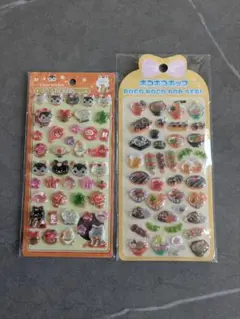 招き猫 和柄 食べ物 和風 キャラクター 3Dステッカー 立体シール 硬い 2枚
