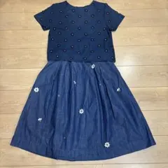 45R 45rpm お花の刺繍付きモンプチデニムスカート　モンプチスカートのサムネイル