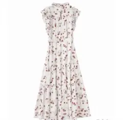 LILLIAN CARAT バリエーションプリントティアードワンピース チェリー