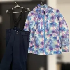 Ｌサイズ　スキーウェア 青とピンクのマーブル模様