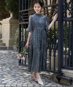 【GIRL】総レース 5分袖 ドレス ワンピースMサイズ