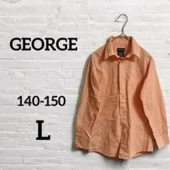海外古着‼︎GEORGE【L】ピンクオレンジ 長袖シャツ カジュアル