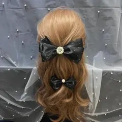 hr38 髪飾り 卒業式 成人式 結婚式 入学式 発表会 リボン　パール