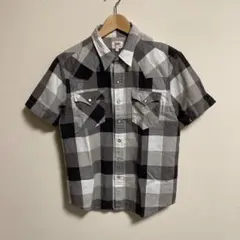 リーバイス　シャツ　半袖　アメカジ　ウエスタン　チェック　グレー　S S399