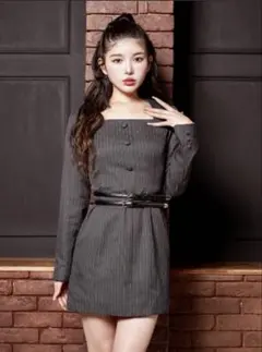 Darich ダブルベルトストライプミニワンピース