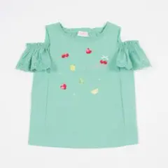 メゾピアノ　フルーツ刺しゅう2wayTシャツ　130グリーン
