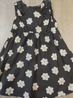 キッズ 女の子 花柄ノースリーブワンピース 110 ブラック 美品