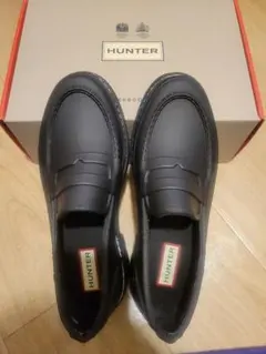 美品／1回使用 HUNTER ローファー ブラック UK4 箱付き