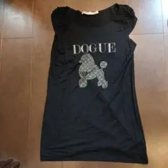 DOGUE 犬イラスト 半袖Tシャツ 黒