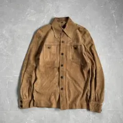 70s vintage スエード シャツジャケット レザー 本革 古着 襟芯