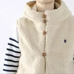 極美品☆ジムフレックスフード付きボアベストくるみボタンホワイト